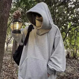 Winter Solid Color Ninja Turtleneck Hoodies For Women Y2K Vintage Fleece Sweatshirts Hip Hop Japanese Streetwear Oversized Hoodie