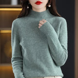 Women's Solid Long-Sleeve Half-high-collar basic warm bottoming shirts/sweater