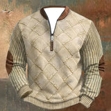 Men’s Patchwork Sweatshirt – Stand Collar Long Sleeve Casual Top