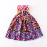 Girls Floral Boho Beach Dress with Necklace Gift Summer Wear