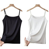 Cotton Feel Solid Sling Camisole Women's Crop Top Sleeveless