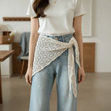 Knitted Triangle Scarf Fake Collar Crochet Flower Cape Cloak