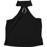 Metal Buckle Decoration Tank Tops Women's Off-Shoulder Outfit