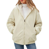 Women's Casual Full Zip Up Fleece Winter Jacket Hoodie Reversible Long Sleeve Casual Sweatshirt Coat With Pockets  Lined Hoodie