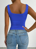 Women's Casual Square Neck Sleeveless Cami Crop Top Solid