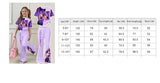 Kids' Girls' Stitch Cartoon Print 2-Pc. Outfit: Floral T-Shirt