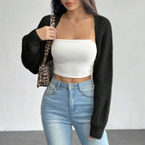 Women's Ribbed Knit Cardigan Sweater Coat Shoulder Wrap