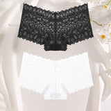 2Pcs Lace Four Shorts Women's Panties Floral Underwear S-XL