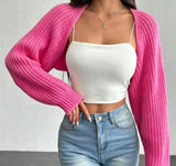 Women's Ribbed Knit Cardigan Sweater Coat Shoulder Wrap