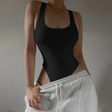 Women's Sleeveless Knit Bodysuit Off-Shoulder Halter Top
