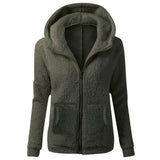 Autumn And Winter Women's Fashion Solid Colour Sweatshirt Loose Softy Hooded Plush Zip Up Jacket