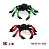 Huge Black Plush Spider Halloween Props (50-200cm Decor for Party Web)