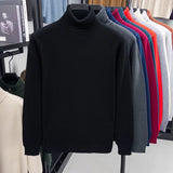 Men's High-Neck Knitted Turtleneck Slim-Fit Long-Sleeve Anti-pilling Casual Elegant Plain Sweater