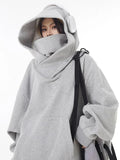 Winter Solid Color Ninja Turtleneck Hoodies For Women Y2K Vintage Fleece Sweatshirts Hip Hop Japanese Streetwear Oversized Hoodie