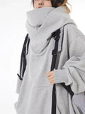 Winter Solid Color Ninja Turtleneck Hoodies For Women Y2K Vintage Fleece Sweatshirts Hip Hop Japanese Streetwear Oversized Hoodie