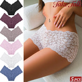 5PCS/SET Women's Sexy Lace Panties Low Waist Bow MultiColor