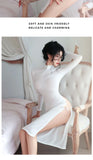 Summer sexy Dresses for Women white O neck hip-covering mid-length Satin Lace up backless sexy tight fitting long sleeved dress