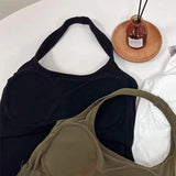 Women's Padded Halter Tube Top Open Back Slim Corset Vest