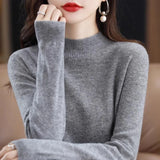 Women's Solid Long-Sleeve Half-high-collar basic warm bottoming shirts/sweater