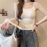 Cotton Feel Solid Sling Camisole Women's Crop Top Sleeveless