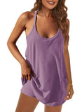 Summer Sleeveless Vest Dress Pocket Sports Short Skirt
