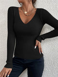 Women's V-Neck Knitted Turtleneck Slim-Fit Long-Sleeve Anti-Pilling Casual Elegant Plain Sweater