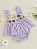 Toddler Kids Baby Girls Summer Flower Tanks Tops + Shorts