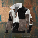 Men's Long Sleeve Half Zipper Pullover Top Autumn Stand-Up Collar Men's Half Placket Casual Zipper Long Sleeve Sweater