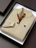 Men's Embroidered Sweatshirt Solid Color Button Pattern Casual Wear
