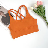 Women's Solid Color Racerback Yoga Sports Bra for Fitness