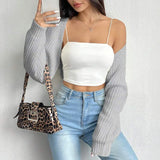 Women's Ribbed Knit Cardigan Sweater Coat Shoulder Wrap