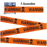 Orange Halloween Caution Tape  Black Skull Haunted House Warning Decor