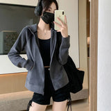 Women's Fleece Zip-Up Hoodie Jacket Warm Winter Coat Classic Solid Color Casual Outerwear with Pocket Fashion Streetwear Clothes