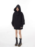 Winter Solid Color Ninja Turtleneck Hoodies For Women Y2K Vintage Fleece Sweatshirts Hip Hop Japanese Streetwear Oversized Hoodie