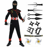 Kids Ninja Samurai Costume Set with Toy Sword Halloween Cosplay Outfit