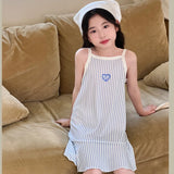 Girls Sleeveless Ruffle Nightdress Kids Pajama Dress