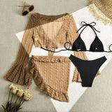 Sexy Lace Mesh Four-Piece Customizable Bikini Swimsuit Set