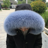 100% Natural Real Fox Fur Collar Fashion Scarves For Ladies Coat Jacket Winter Fur Scarf Black White Shawl