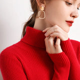 Women's High-Neck Knitted Turtleneck Slim-Fit Long-Sleeve Anti-Pilling Casual Elegant Plain Sweater