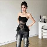Sexy Lace Crop Top Women Slim Fit High Elastic Summer Tank