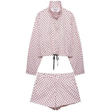 Women's Polka Dot Turtleneck Zipper Jacket with Pockets