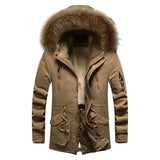 Men's Thick Warm Winter Jackets Top Long Fleece Parkas Plus Size Stand Collar Coats