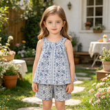 Toddler Girls Floral Sleeveless Tank Kids Summer Outfit