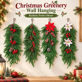 Christmas Greenery Garland with Lily & Red Berries for Mantel Decor