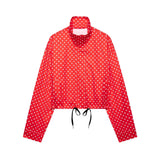 Women's Polka Dot Turtleneck Zipper Jacket with Pockets
