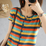 Fashionable Knitted Loose Thin Short-Sleeve Women's Top