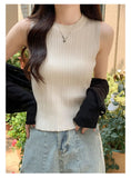 AOSSVIAO 2026 Korea Knitted Vests Women Top O-neck Solid Tank Blusas