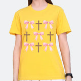 Women's Polyester T-shirt w/ Colorful Ribbon and Bow Pattern