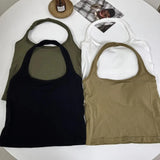 Women's Padded Halter Tube Top Open Back Slim Corset Vest