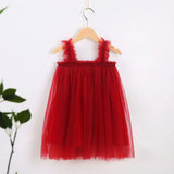 Toddler Girls Princess Tulle Dress Puff Sleeve Tutu Dress